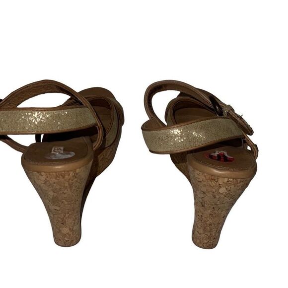Ugg Jazmine Metallic Chestnut Gold Coast Cork Wedge Sandals Adjustable Sz 10 - Picture 7 of 9